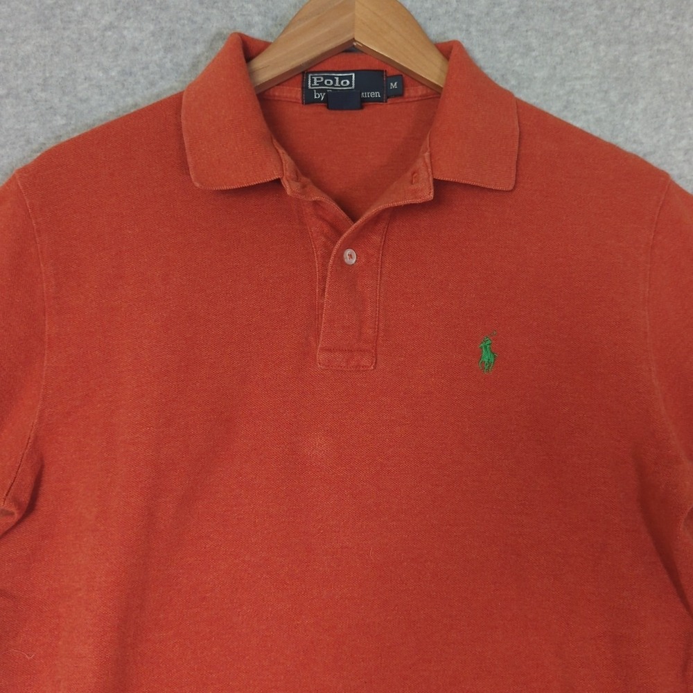 Vtg Ralph Lauren Polo Golf Shirt Mens M‎ Orange Pony Casual Short Sleeve Preppy